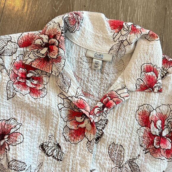 vintage y2k waffle-textured, button-up blouse by croft & barrow | size XS - Picture 4 of 5